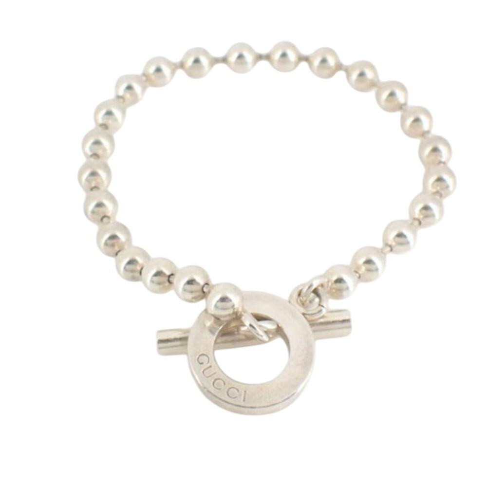 Gucci Sterling Silver Beaded Toggle Bracelet Coa - image 1